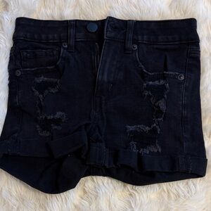 Aeropostale Black Distressed High Waist Shorts